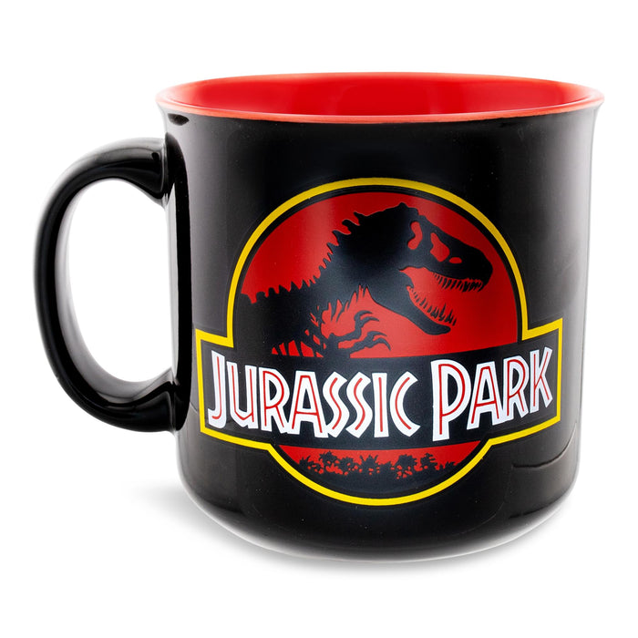Jurassic Park - Classic Logo Black Ceramic Camper Mug | Holds 20 Ounces