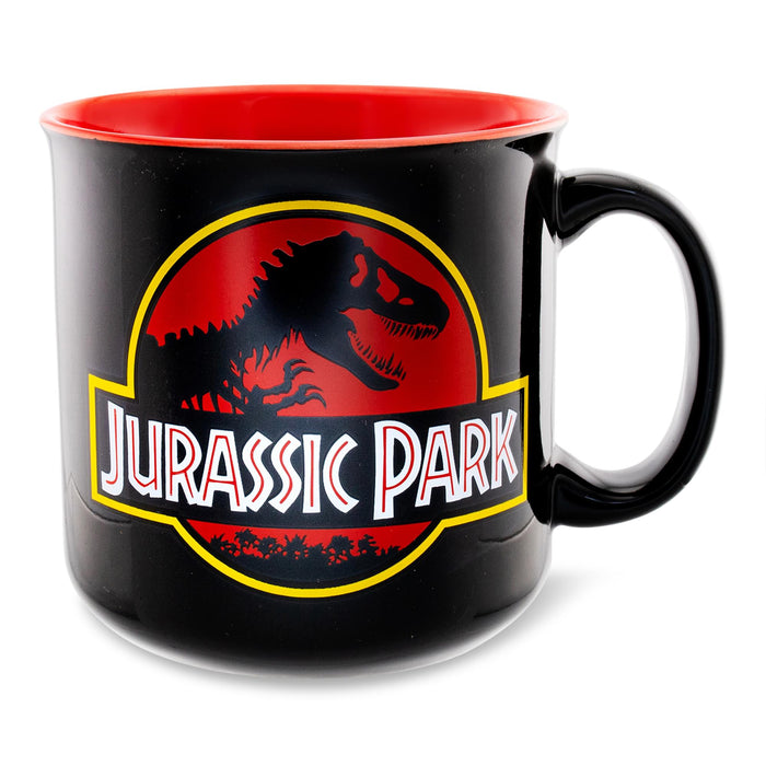 Jurassic Park - Classic Logo Black Ceramic Camper Mug | Holds 20 Ounces