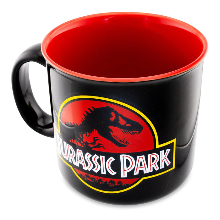 Jurassic Park - Classic Logo Black Ceramic Camper Mug | Holds 20 Ounces