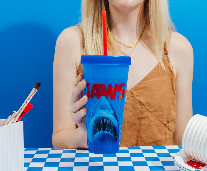 Jaws Poster Logo Color-Changing Tumbler With Lid and Straw | Holds 24 Ounces