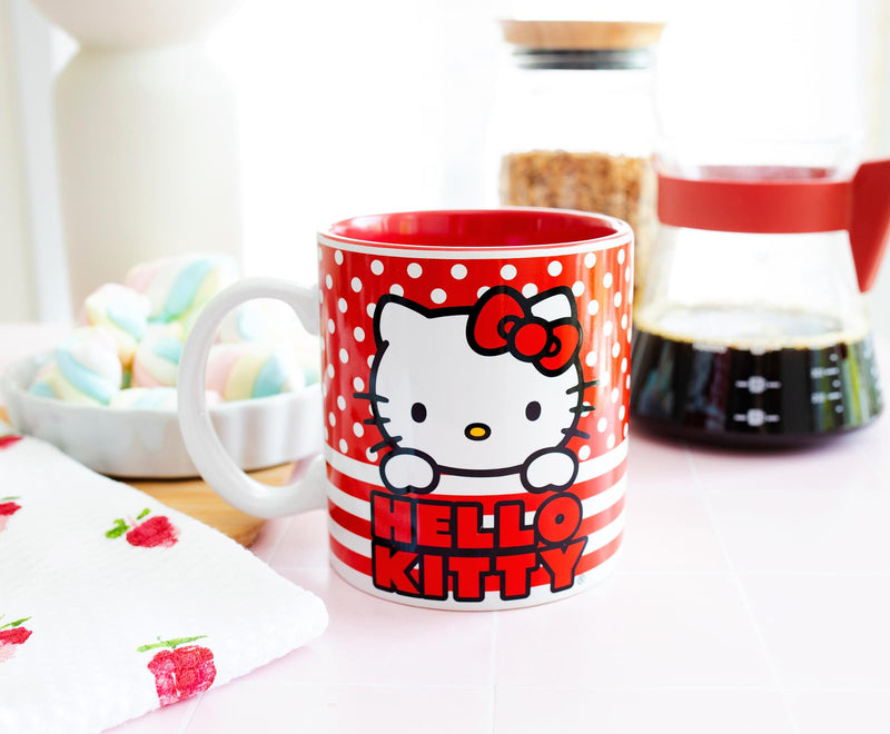 Sanrio Hello Kitty Dots And Stripes Ceramic Mug | Holds 20 Ounces product image 3 of 10