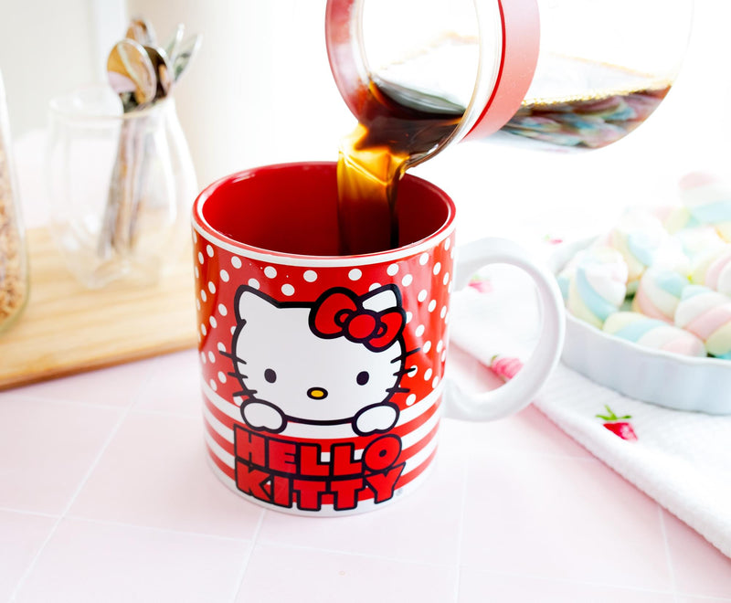 Sanrio Hello Kitty Dots And Stripes Ceramic Mug | Holds 20 Ounces product image 4 of 10