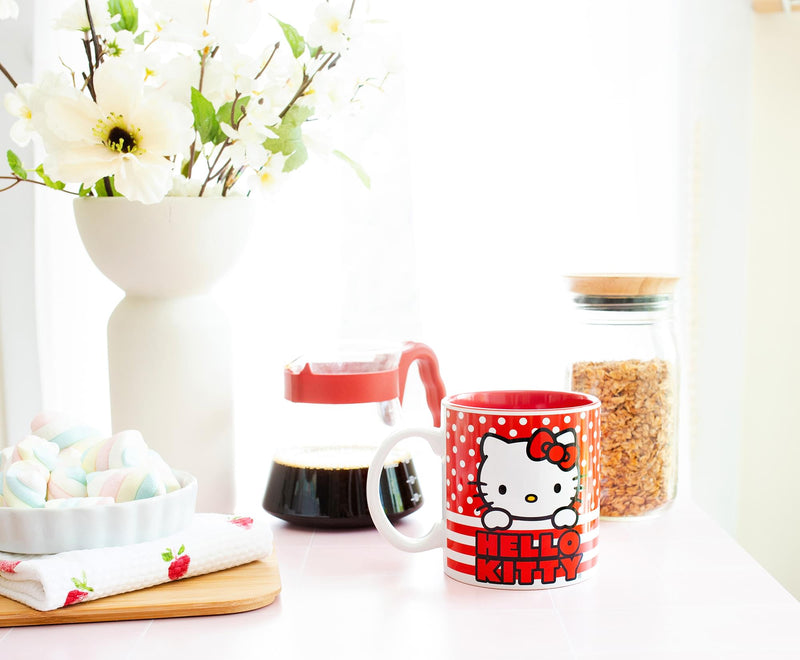 Sanrio Hello Kitty Dots And Stripes Ceramic Mug | Holds 20 Ounces product image 8 of 10