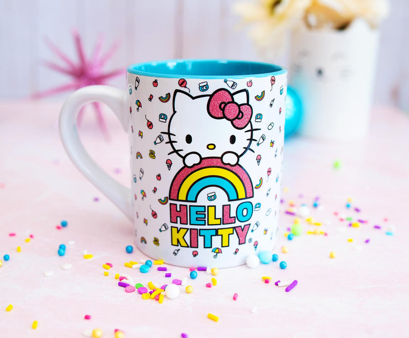 Sanrio Hello Kitty Rainbow Glitter Ceramic Mug | Holds 14 Ounces product image 2 of 7