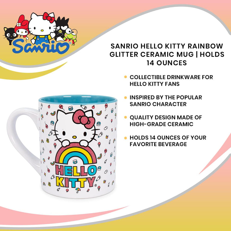 Sanrio Hello Kitty Rainbow Glitter Ceramic Mug | Holds 14 Ounces product image 7 of 7
