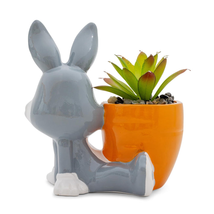 rabbit succulent planter Looney Tunes Bugs Bunny 5-Inch Ceramic Mini Planter With Artificial Su — MeTV Mall