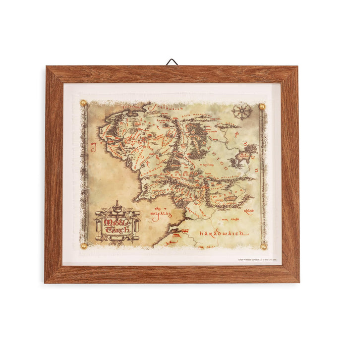 The Lord Of The Rings Middle-Earth Map Framed Canvas Wall Art | 14 x 12 Inches
