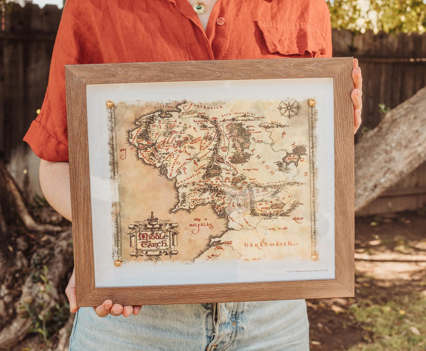 The Lord Of The Rings Middle-Earth Map Framed Canvas Wall Art | 14 x 12 Inches