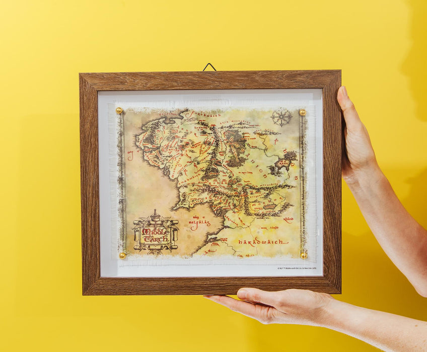 The Lord Of The Rings Middle-Earth Map Framed Canvas Wall Art | 14 x 12 Inches