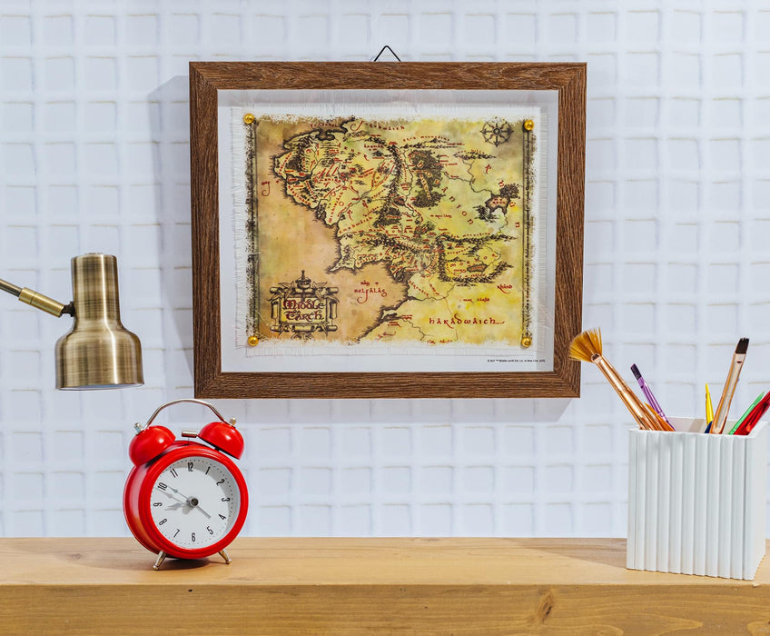 The Lord Of The Rings Middle-Earth Map Framed Canvas Wall Art | 14 x 12 Inches