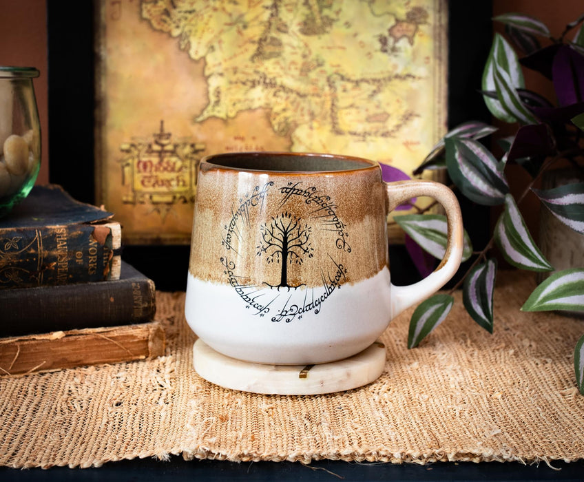 The Lord Of The Rings Elven Text Tapered Ceramic Pottery Mug | Holds 18 Ounces