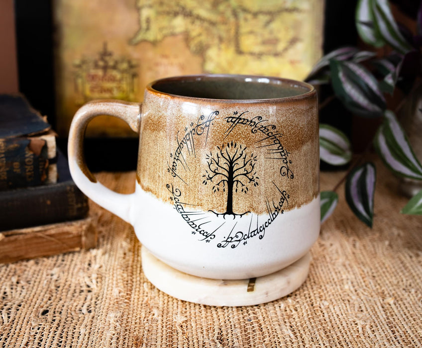 The Lord Of The Rings Elven Text Tapered Ceramic Pottery Mug | Holds 18 Ounces