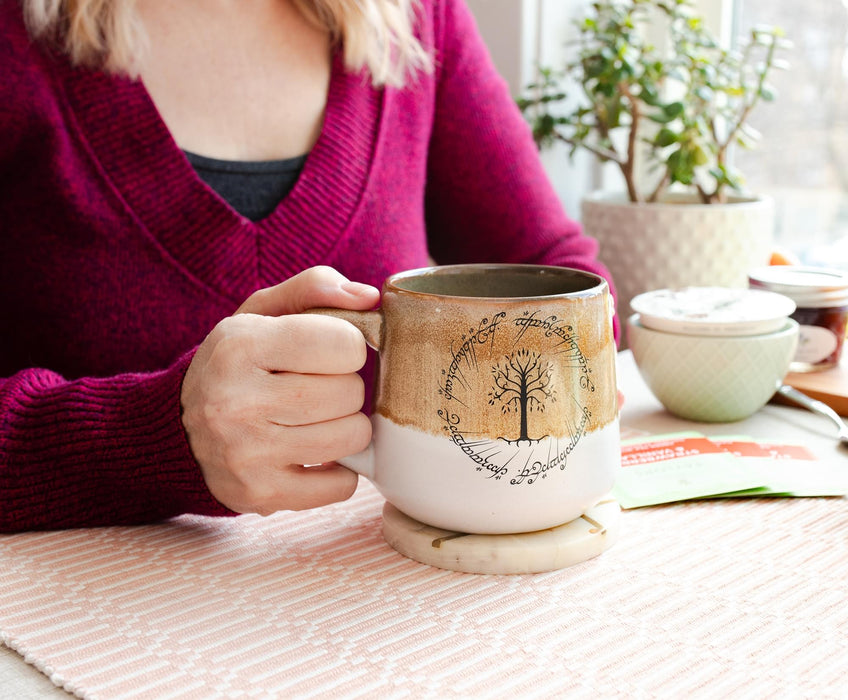 The Lord Of The Rings Elven Text Tapered Ceramic Pottery Mug | Holds 18 Ounces