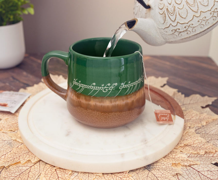 The Lord Of The Rings Elven Text Tapered Ceramic Pottery Mug | Holds 14 Ounces