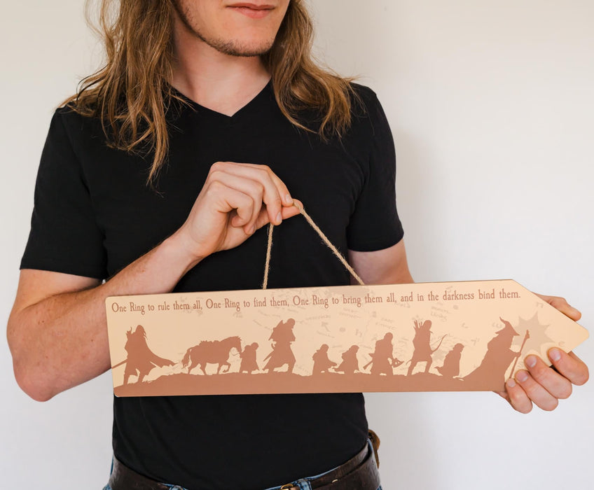 The Lord of the Rings - The Fellowship Framed Wooden Sign | 20 x 5 Inches
