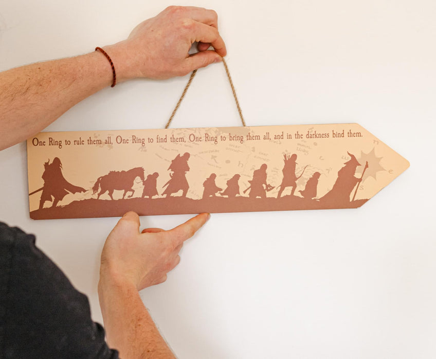 The Lord of the Rings - The Fellowship Framed Wooden Sign | 20 x 5 Inches