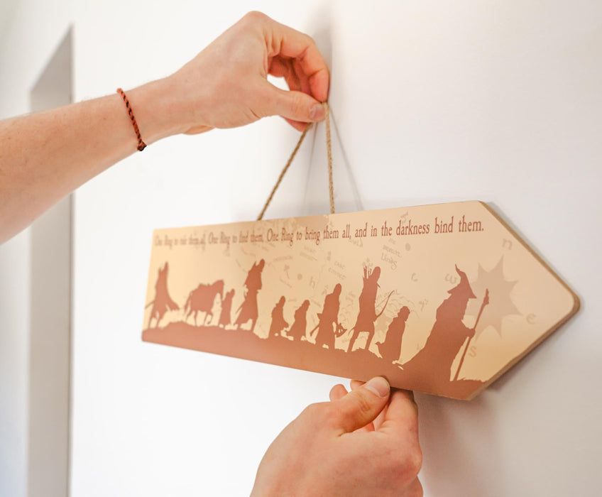 The Lord of the Rings - The Fellowship Framed Wooden Sign | 20 x 5 Inches