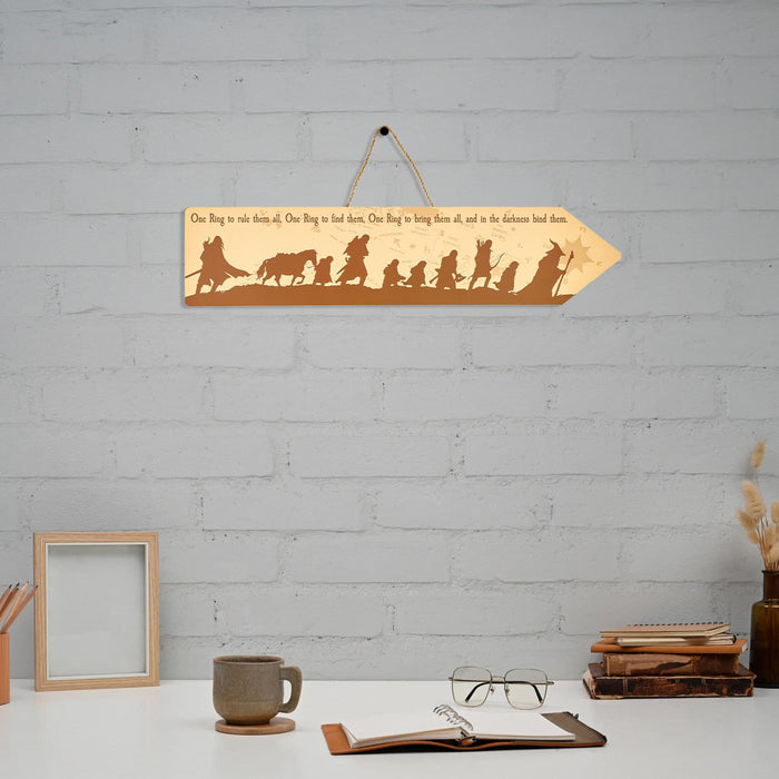 The Lord of the Rings - The Fellowship Framed Wooden Sign | 20 x 5 Inches