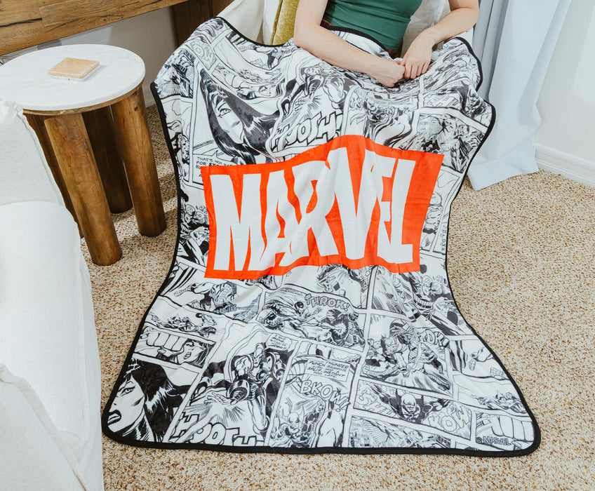 Marvel Comics Avengers Comic Panels Fleece Throw Blanket | 45 x 60 Inches