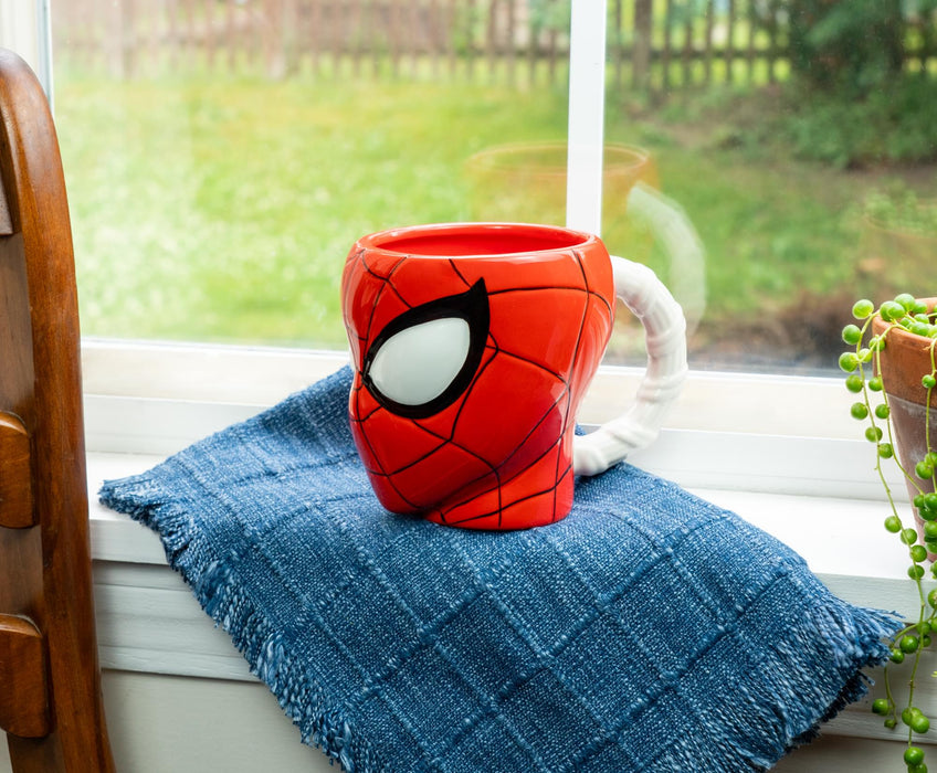 Marvel Spider-Man Head 3D Sculpted Ceramic Mug With Web Handle | Holds 30 Ounces