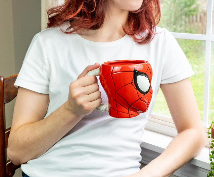 Marvel Spider-Man Head 3D Sculpted Ceramic Mug With Web Handle | Holds 30 Ounces