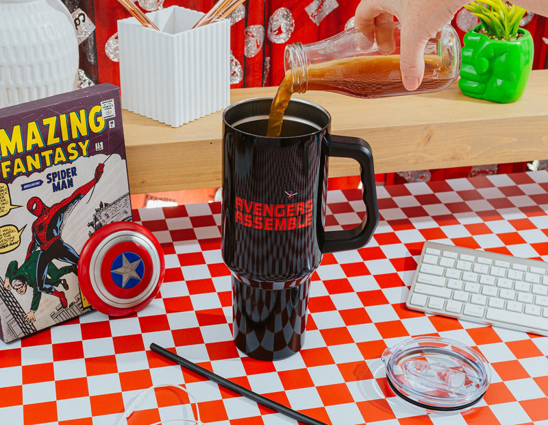 Marvel Comics The Avengers 40-Ounce Black Stainless Steel Tumbler With Handle product image 7 of 9