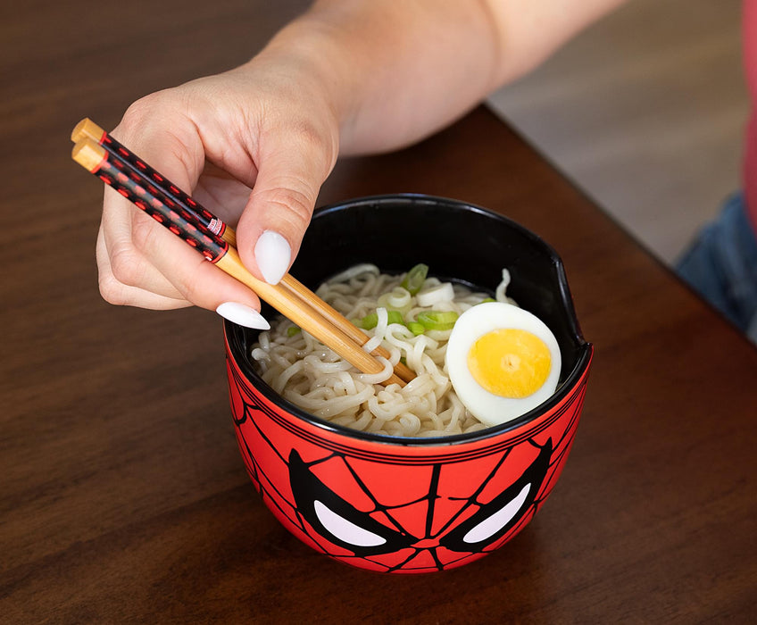Marvel Spider-Man Face 20-Ounce Ramen Bowl and Chopstick Set