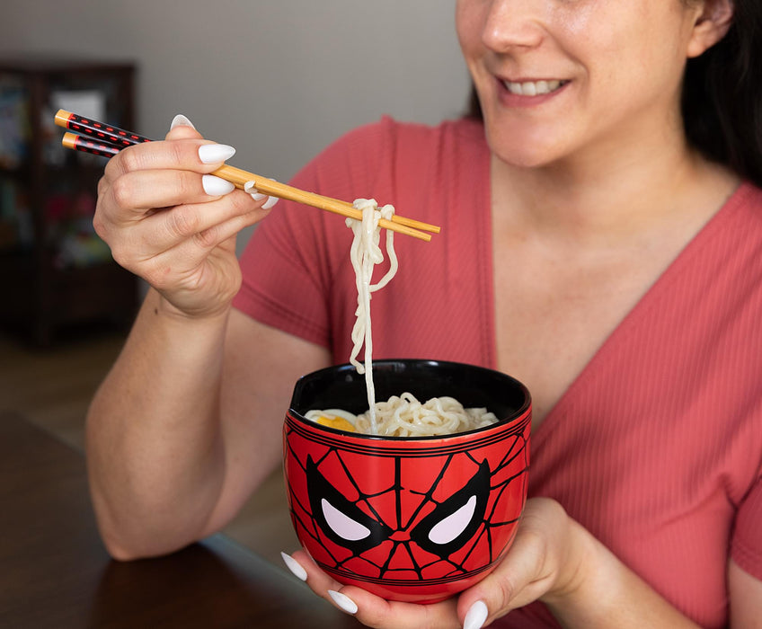 Marvel Spider-Man Face 20-Ounce Ramen Bowl and Chopstick Set