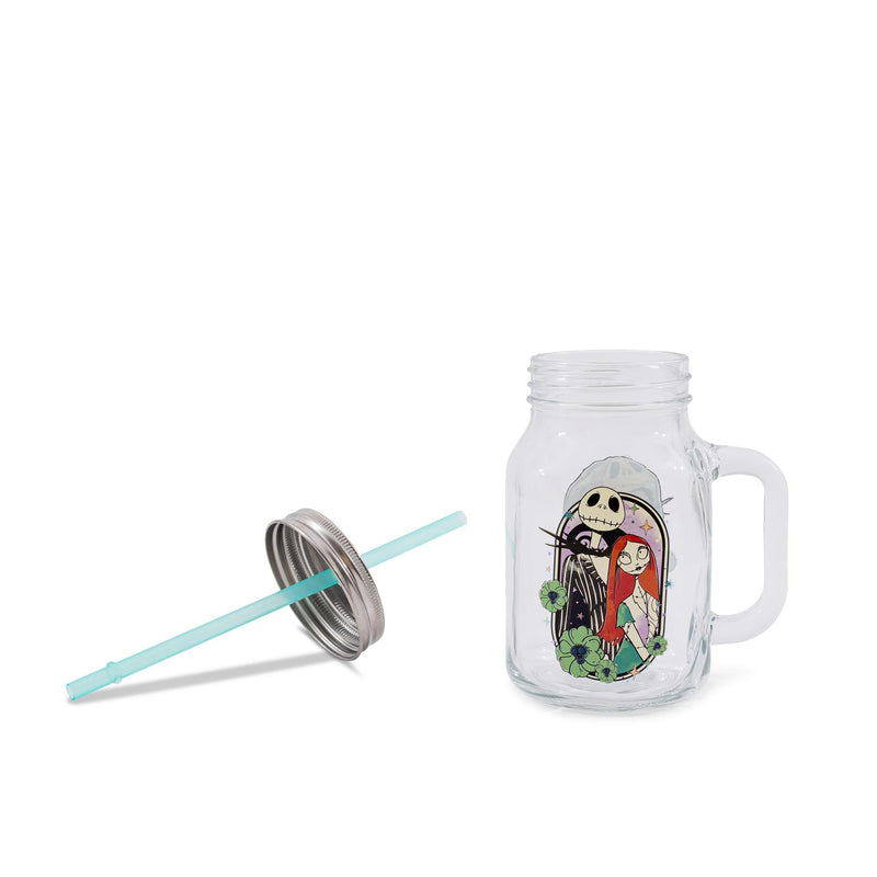 Disney The Nightmare Before Christmas Jack and Sally 21-Ounce Glass Mason Jar product image 2 of 8