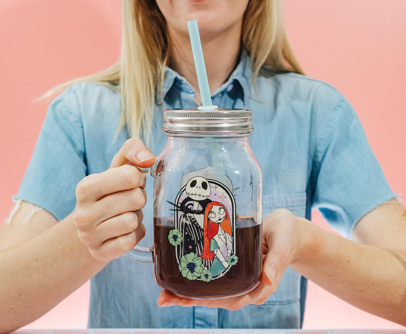 Disney The Nightmare Before Christmas Jack and Sally 21-Ounce Glass Mason Jar product image 6 of 8