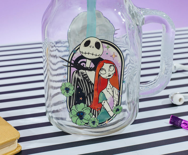 Disney The Nightmare Before Christmas Jack and Sally 21-Ounce Glass Mason Jar product image 7 of 8