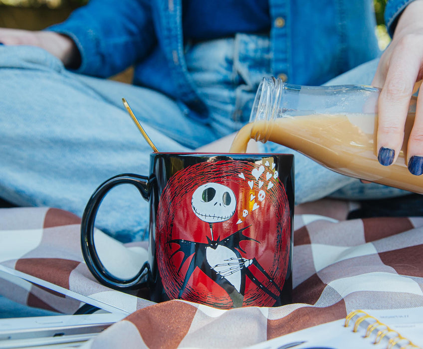 Disney The Nightmare Before Christmas Jack Hearts Ceramic Mug | 20 Ounces