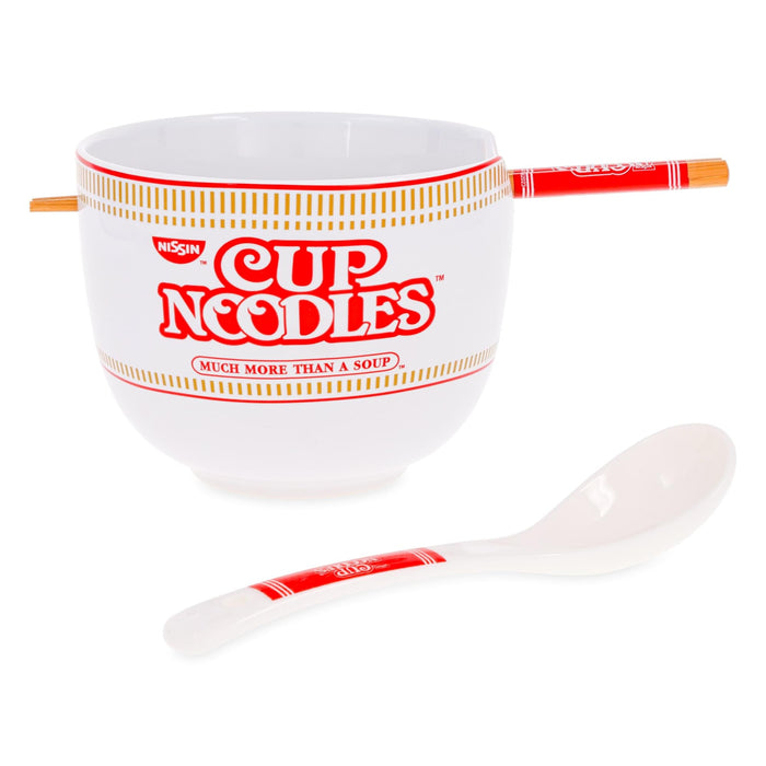 Nissin Cup Noodles 20-Ounce Ramen Bowl and Chopstick and Spoon Set