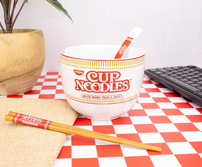 Nissin Cup Noodles 20-Ounce Ramen Bowl and Chopstick and Spoon Set