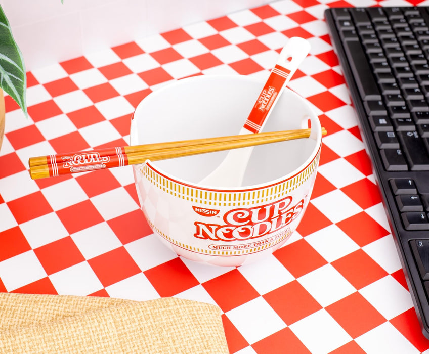Nissin Cup Noodles 20-Ounce Ramen Bowl and Chopstick and Spoon Set