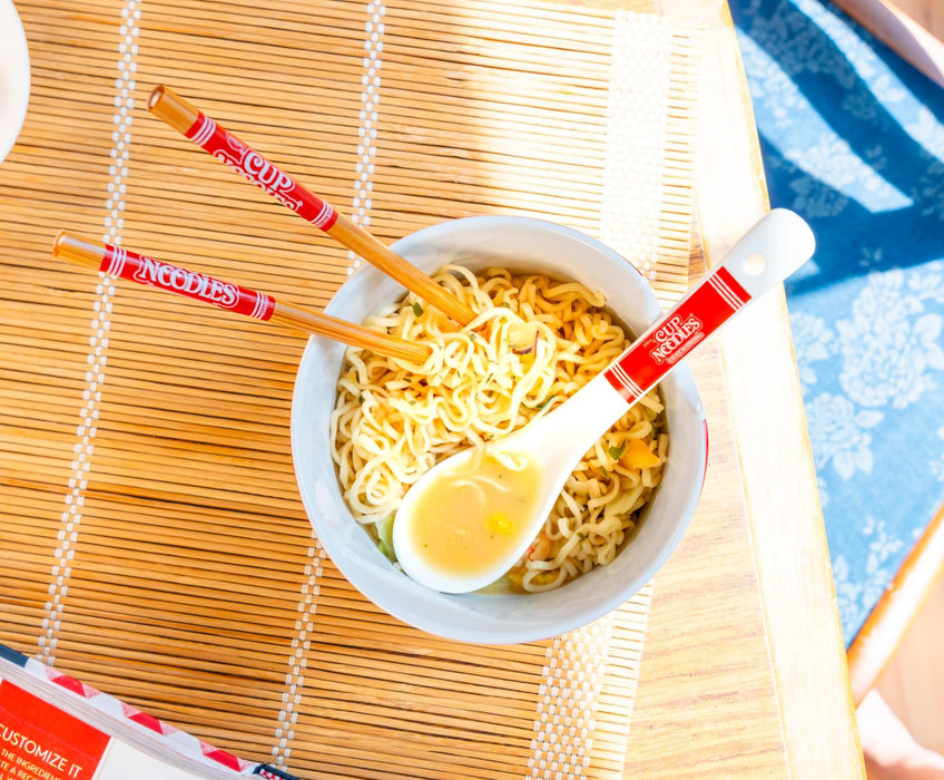 Nissin Cup Noodles 20-Ounce Ramen Bowl and Chopstick and Spoon Set
