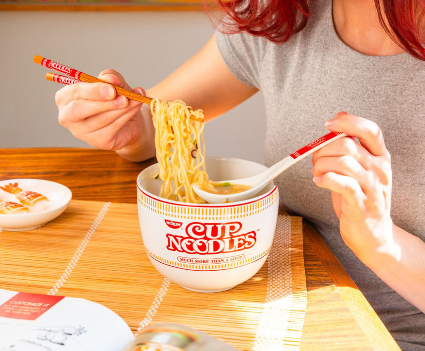 Nissin Cup Noodles 20-Ounce Ramen Bowl and Chopstick and Spoon Set