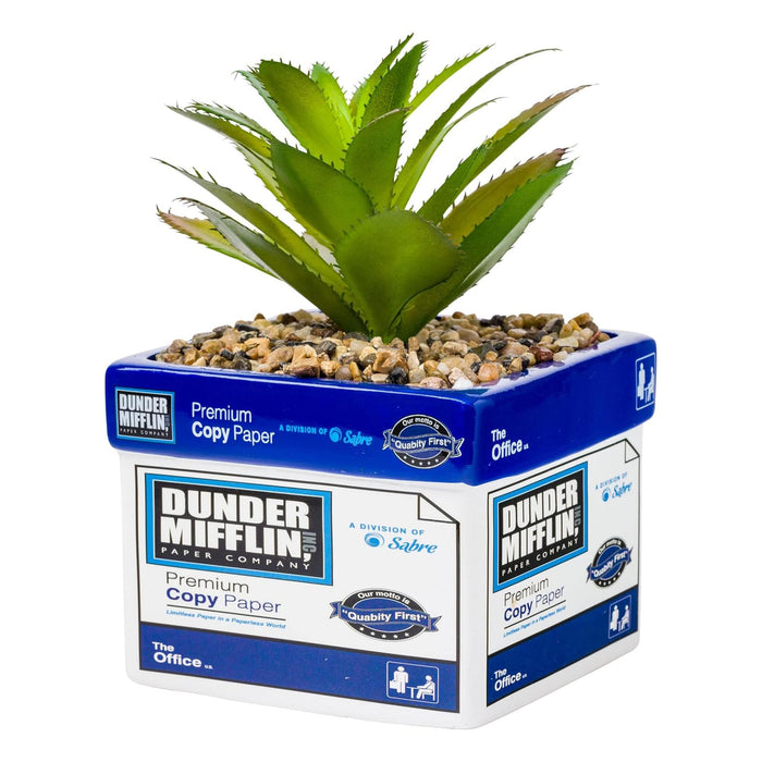 The Office - Dunder Mifflin Paper Box Ceramic Planter with Artificial Succulent