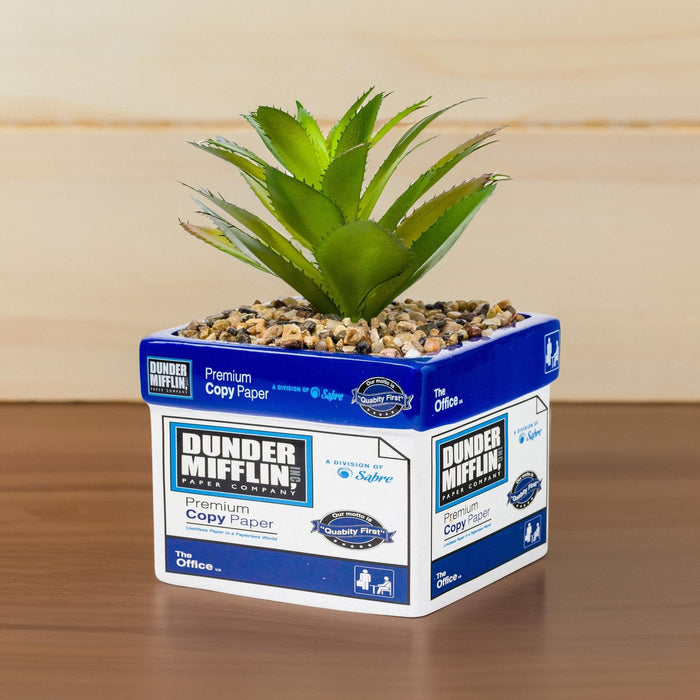 The Office - Dunder Mifflin Paper Box Ceramic Planter with Artificial Succulent