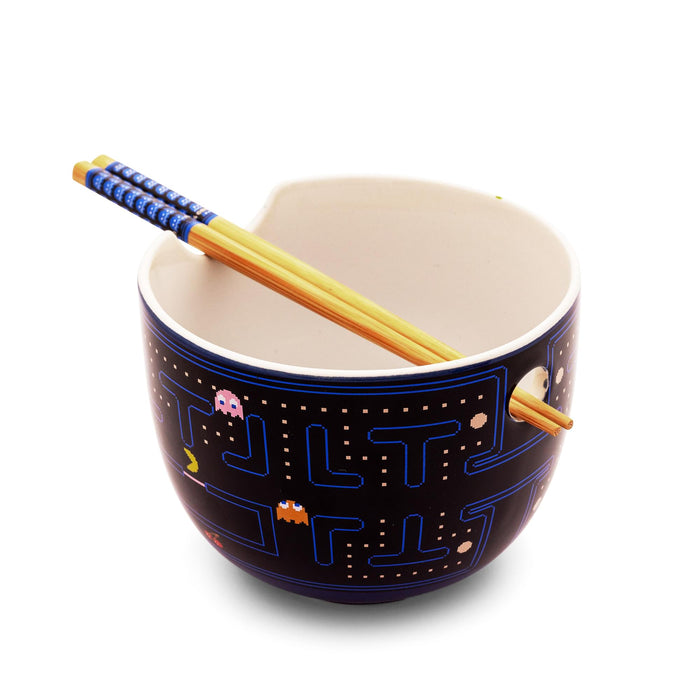 PAC-MAN Classic Maze 20-Ounce Ceramic Ramen Bowl and Chopstick Set