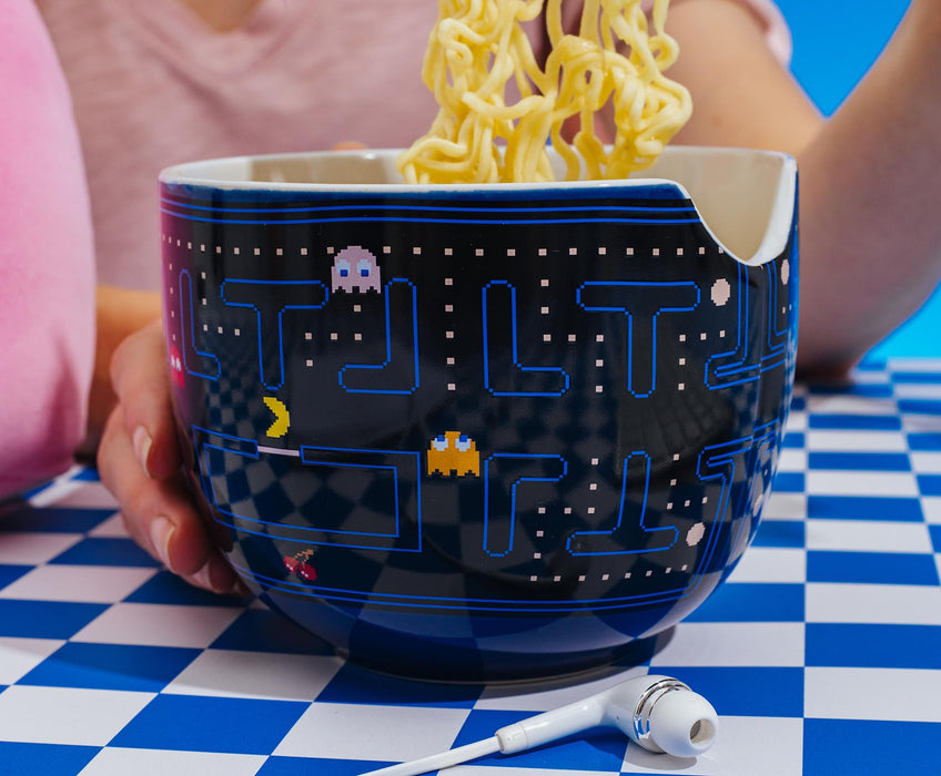 PAC-MAN Classic Maze 20-Ounce Ceramic Ramen Bowl and Chopstick Set