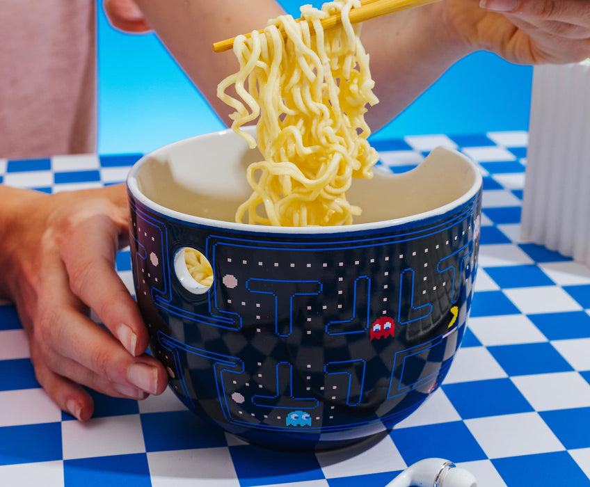PAC-MAN Classic Maze 20-Ounce Ceramic Ramen Bowl and Chopstick Set
