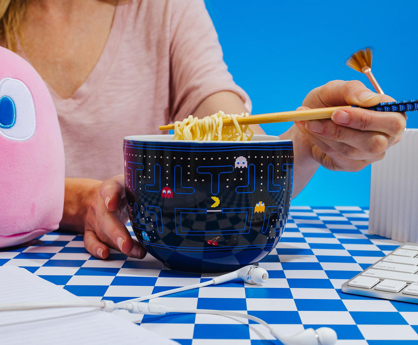 PAC-MAN Classic Maze 20-Ounce Ceramic Ramen Bowl and Chopstick Set