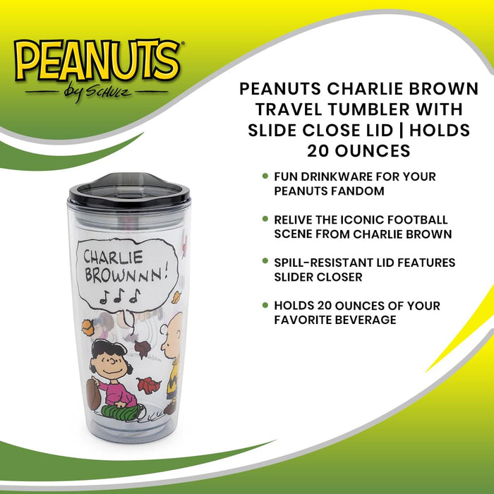 Peanuts - Charlie Brown Travel Tumbler with Slide Close Lid | Holds 20 Ounces