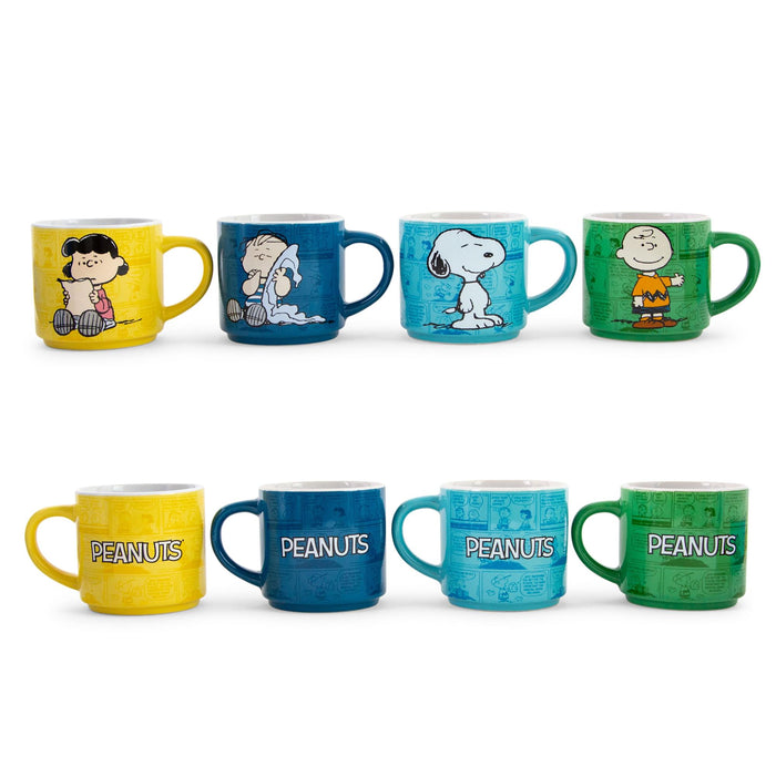 Peanuts Characters Ceramic Stacking Mug Set With Rack | Each Holds 10 Ounces