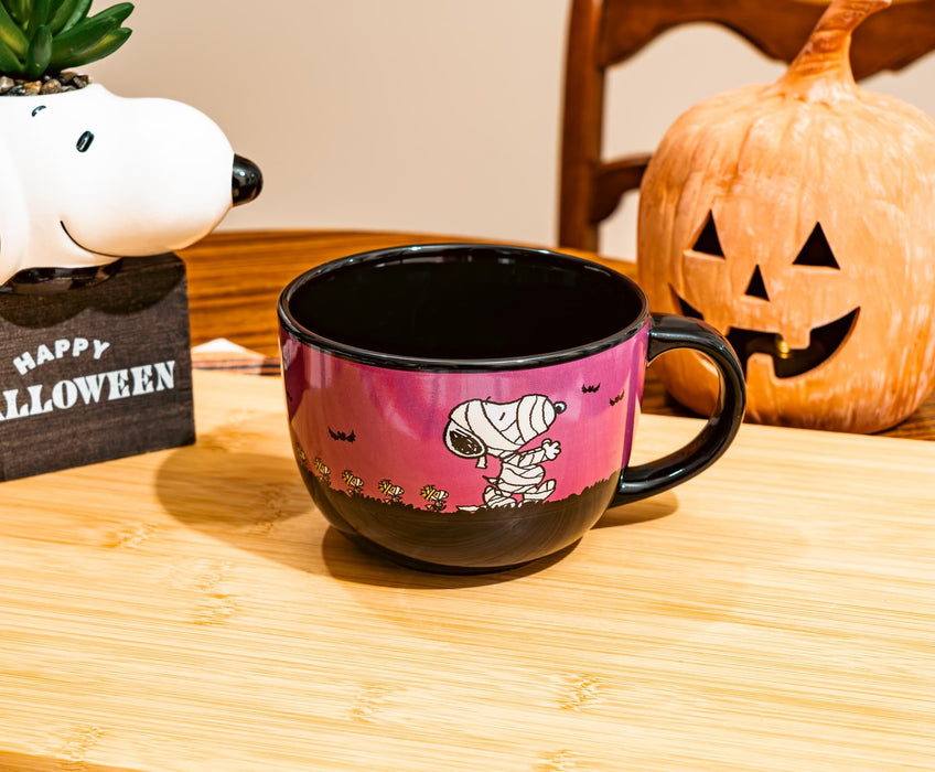 Peanuts - Halloween Mummy Snoopy and Woodstock Ceramic Soup Mug | Holds 24 Ounces
