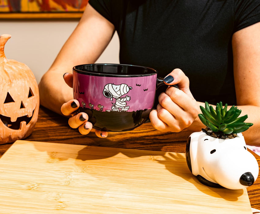 Peanuts - Halloween Mummy Snoopy and Woodstock Ceramic Soup Mug | Holds 24 Ounces