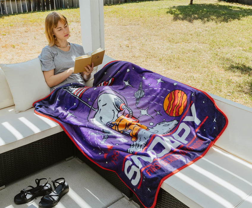 Peanuts - Snoopy "First Beagle on the Moon" Fleece Throw Blanket | 45 x 60 Inches