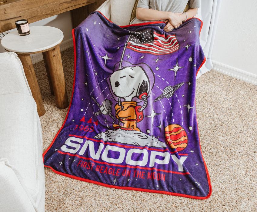 Peanuts - Snoopy "First Beagle on the Moon" Fleece Throw Blanket | 45 x 60 Inches