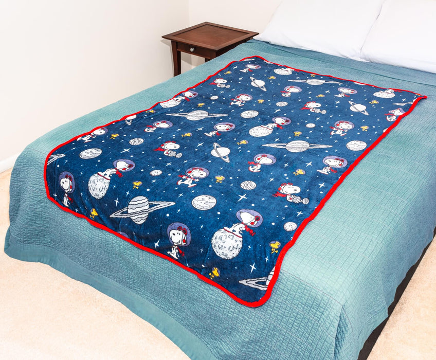 Peanuts - Snoopy and Woodstock in Space Fleece Throw Blanket | 45 x 60 Inches